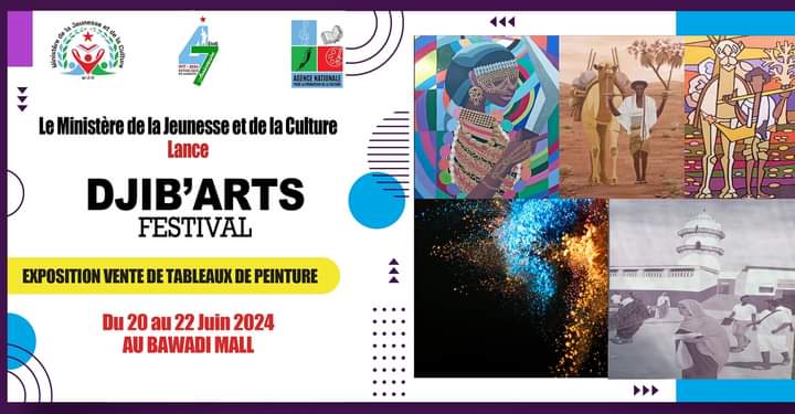 Le Min. de la Jeunesse et Culture collabore avec L'Agence Nationale Pour la Promotion de la Culture pour l'organisation du Djib'Arts Festival. 

Une expo-vente de tableaux qui met en avant les créations artistiques de nos peintres djiboutiens . 

20 au 22 Juin 2024 au bawadi Mall