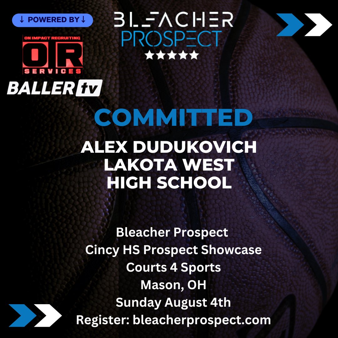 Bleacher Prospect (@bleacherprospec) on Twitter photo Welcome Alex Dudukovich of Lakota West HS to our Cincy HS Prospect Showcase Sunday August 4th at Courts 4 Sports in Mason, OH.
Join him by getting registered today before it is too late!
Register: tinyurl.com/295f3cna
<a href="/AlexDudukovich/">Alex Dudukovich</a> <a href="/LWBasketball/">West Boys Basketball</a> <a href="/PrepHoopsOH/">Prep Hoops Ohio</a> Welcome Alex Dudukovich of Lakota West HS to our Cincy HS Prospect Showcase Sunday August 4th at Courts 4 Sports in Mason, OH.
Join him by getting registered today before it is too late!
Register: tinyurl.com/295f3cna
<a href="/AlexDudukovich/">Alex Dudukovich</a> <a href="/LWBasketball/">West Boys Basketball</a> <a href="/PrepHoopsOH/">Prep Hoops Ohio</a>