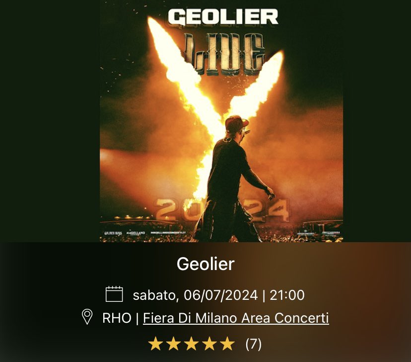 VENDO BIGLIETTO per Geolier il 6 luglio

scrivetemi se siete interessati🫶🏻

 #milan #milano #vendobiglietti #cercobiglietti #concerti