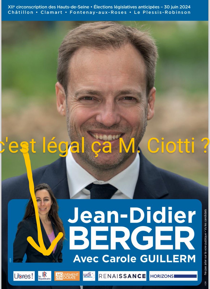 niceB_des_anges's tweet photo. @JD_Berger et lui on peut pas lui faire invalider son élection si il passe car son logo peut tromper les électeurs...
car pour l'heure au jour du dépôt des candidatures c'est de nouveau Éric ciotti le boss 😉
je dis ça je dis rien https://t.co/e224rYFNBP
