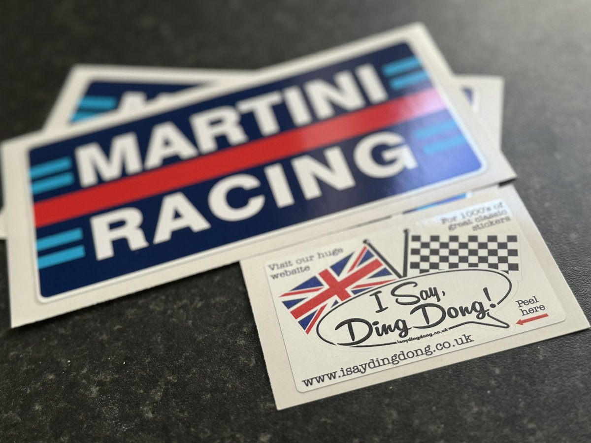 Big thanks to the talented folks at <a href="/ISayDingDongLtd/">I Say Ding Dong</a> for their help in trying to identify the details on the 1986 Rallye Monte Carlo #GroupB door decal (still looking by the way). 
Still, got these marvellous MARTINI RACING stickers anyway.
#ISayDingDong

x.com/regan_ev/statu…