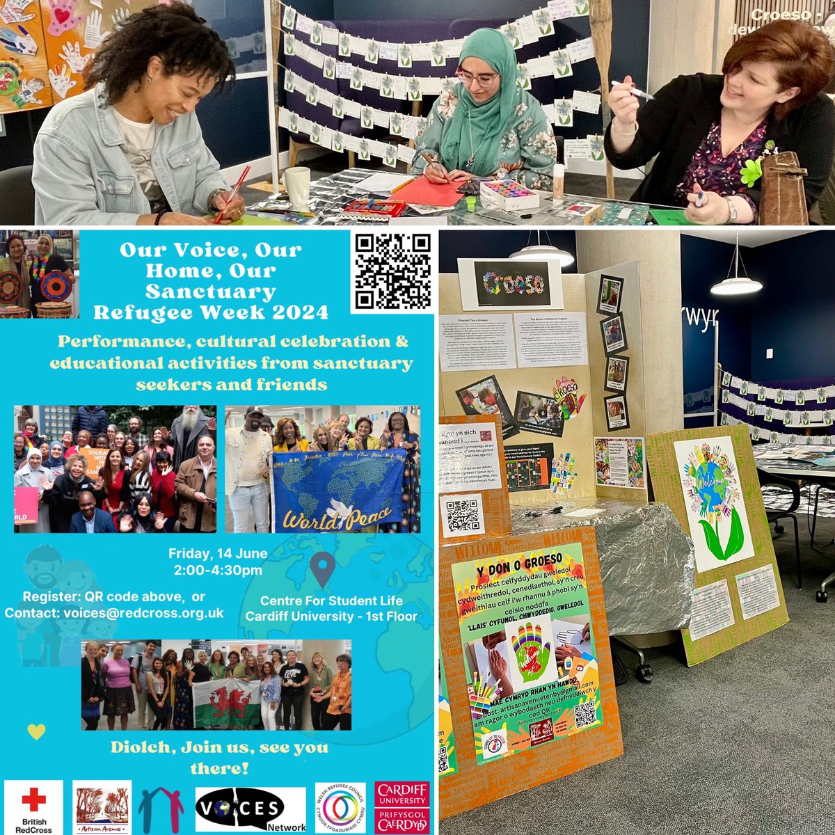 Art_is_anAvenue's tweet photo. Such a privilege to be heralding in #RefugeeWeek with @VOICESNetworkUK event in Cardiff. Supported by @OasisCDF One World Choir and @CardiffCoS ! The Wave of Welcome co-created with @PembsR is becoming an ever stronger visual voice of solidarity with ALL who seek sanctuary ! https://t.co/7GhhiypcZI