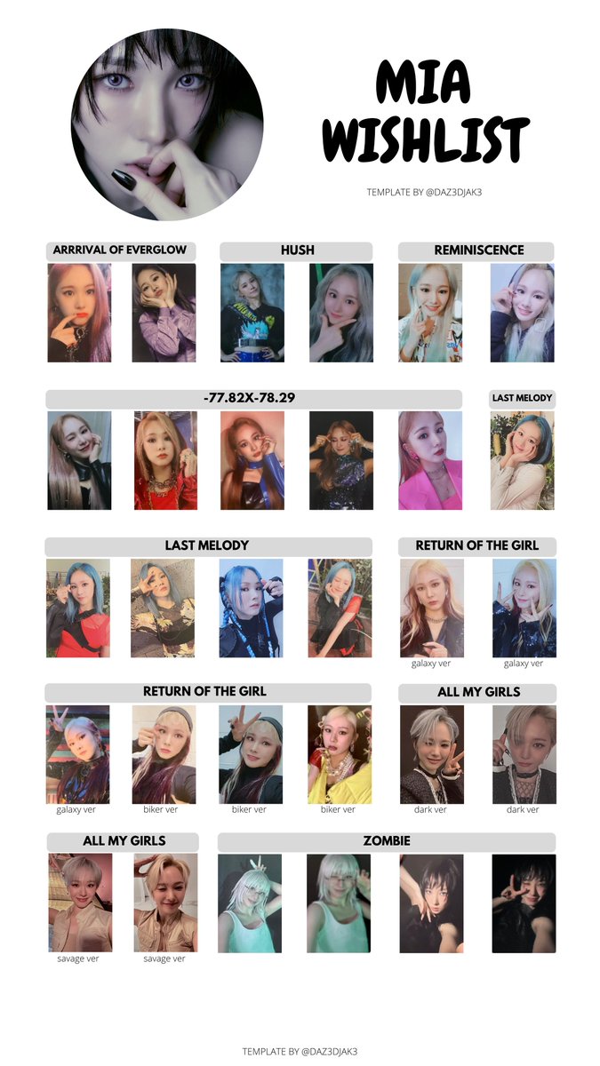 에버글로우 EVERGLOW Full Member Korean Album Photocard Wishlist