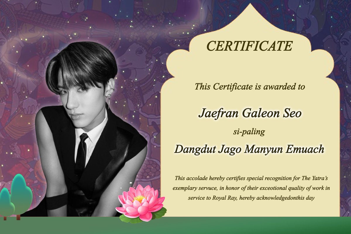 ⠀⠀   ⠀⠀   
⠀⠀ 
“1..2..3..4..5..6.. Oh ternyata sudah ada 6 The Yatra di atas sini, berarti sisa satu lagi. Tidak lain tidak bukan...”

“Selamat untuk Jaefran Galeon Seo sebagai 𝗗𝗮𝗻𝗴𝗱𝘂𝘁 𝗝𝗮𝗴𝗼 𝗠𝗮𝗻𝘆𝘂𝗻 𝗘𝗺𝘂𝗮𝗰𝗵!” 
⠀⠀   ⠀⠀   
⠀⠀