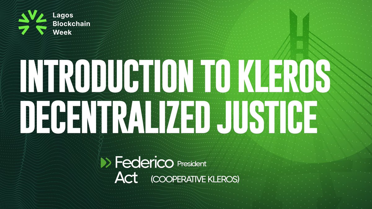 LagosBlockWeek's tweet image. Unveiling the future of decentralized justice with Federico Act @Kleros . Learn all about Kleros and its revolutionary impact🌐⚖️. 
live.lagosblockchainweek.io/lbwtv/watch?se…

@streameth  #Kleros #BlockchainJustice #LagosBlockchainWeek