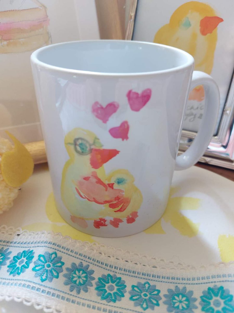 Betty the chick having a cuddle with her Daddy  x  Hayley   Father's Day