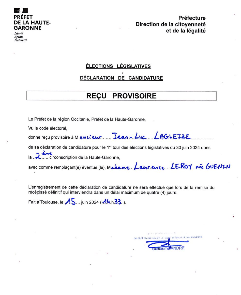 Derniers réglages pour le dépôt de candidature !
Ensemble pour la République #3102
#legislatives