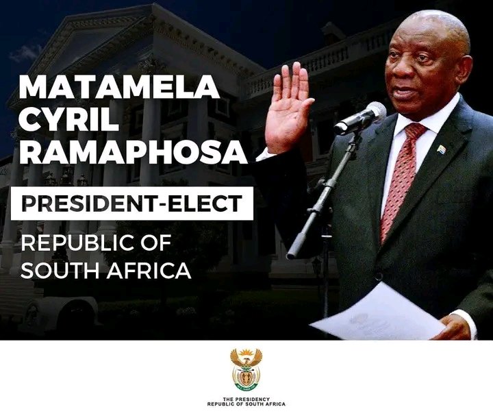 t_mgibe's tweet photo. Honourable Matamela @CyrilRamaphosa is duly elected President of the Republic of South Africa during the National Assembly of the #7thParliament  #30YearsofDemocraticParliament 
#30YearsofDemocracy https://t.co/Dkow6Fu4Zy