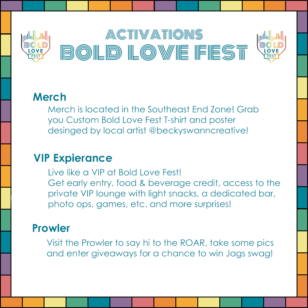 boldlovefest's tweet photo. We're so excited to see everyone today! 🤩 Here are are a few things at the festival that you're not gonna want to miss!

Feeling the FOMO? there are still tickets available! walk up today or find tickets at the link in our bio!🫶 https://t.co/ewQSmmHANc