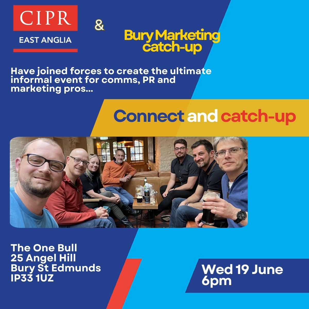 CIPR East Anglia (@cipr_eastanglia) on Twitter photo Join <a href="/NicWray/">Nic Wray, Chart. PR MCIPR (they/their)</a>, <a href="/adamdriver85/">Adam Driver Chart.PR</a> and comms colleagues from across Suffolk and beyond for the first of their quarterly evenings of relaxed networking and chat.
Wed 19 June <a href="/theonebullbury/">The One Bull</a> from 6pm.
If you're a CIPR member (you don't have to be), register on the CPD platform. Join <a href="/NicWray/">Nic Wray, Chart. PR MCIPR (they/their)</a>, <a href="/adamdriver85/">Adam Driver Chart.PR</a> and comms colleagues from across Suffolk and beyond for the first of their quarterly evenings of relaxed networking and chat.
Wed 19 June <a href="/theonebullbury/">The One Bull</a> from 6pm.
If you're a CIPR member (you don't have to be), register on the CPD platform.