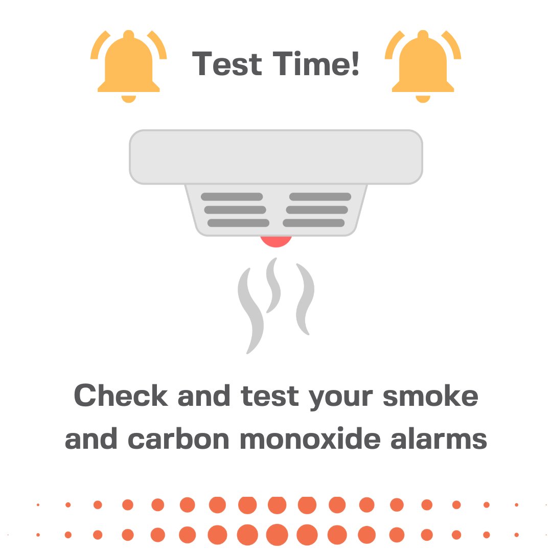 Reminder! Don't forget to check the smoke alarm and carbon monoxide alarm in your home every month. Test them out, replace batteries when needed.

#DYK #Firesafety #Fireprevention #reminder