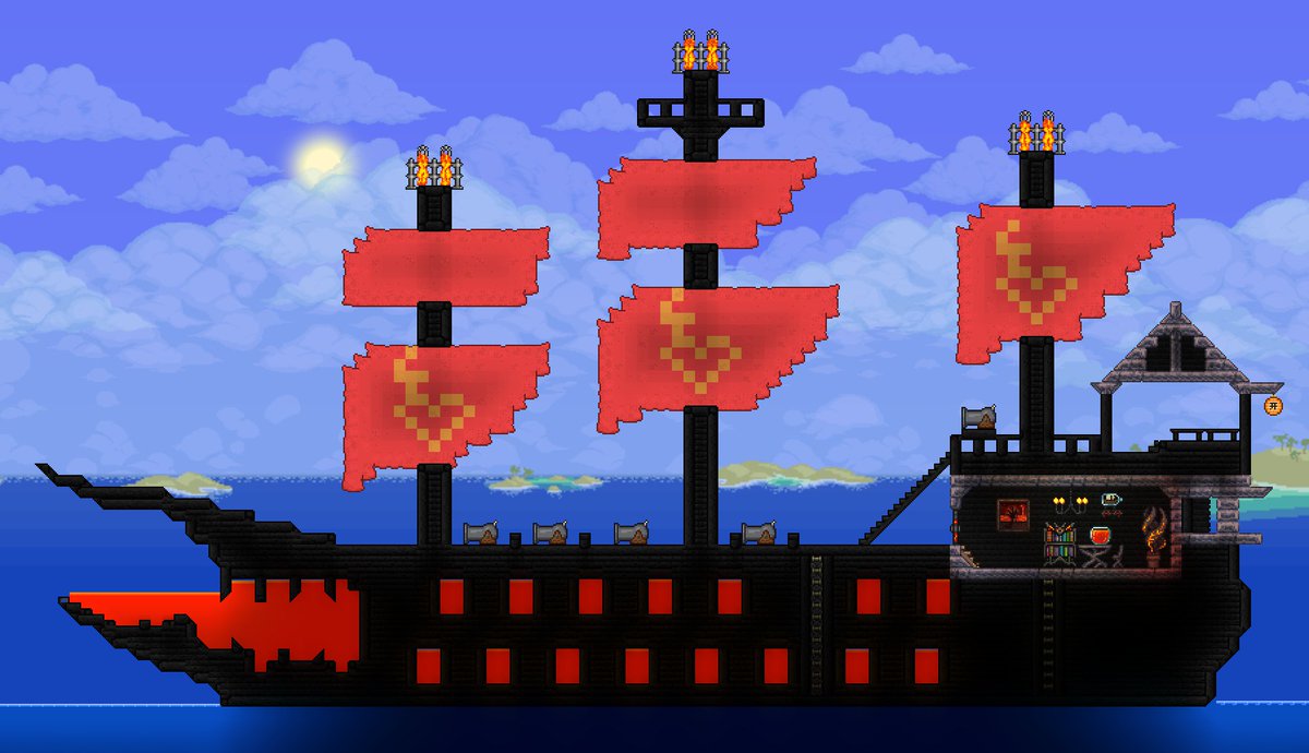 L3G3ND1660's tweet photo. 🔥🔥 The Burning Blade Is Coming 🔥🔥

 I recently discovered Terraria, it made me think about Sea of Thieves, again. I found out how it can be challenging and funny to recreate in this game the ship loved the MOST by the community.

 #BeMorePirate
 @SeaOfThieves 
#SeaOfThieves https://t.co/Wjmw9Vjg9o