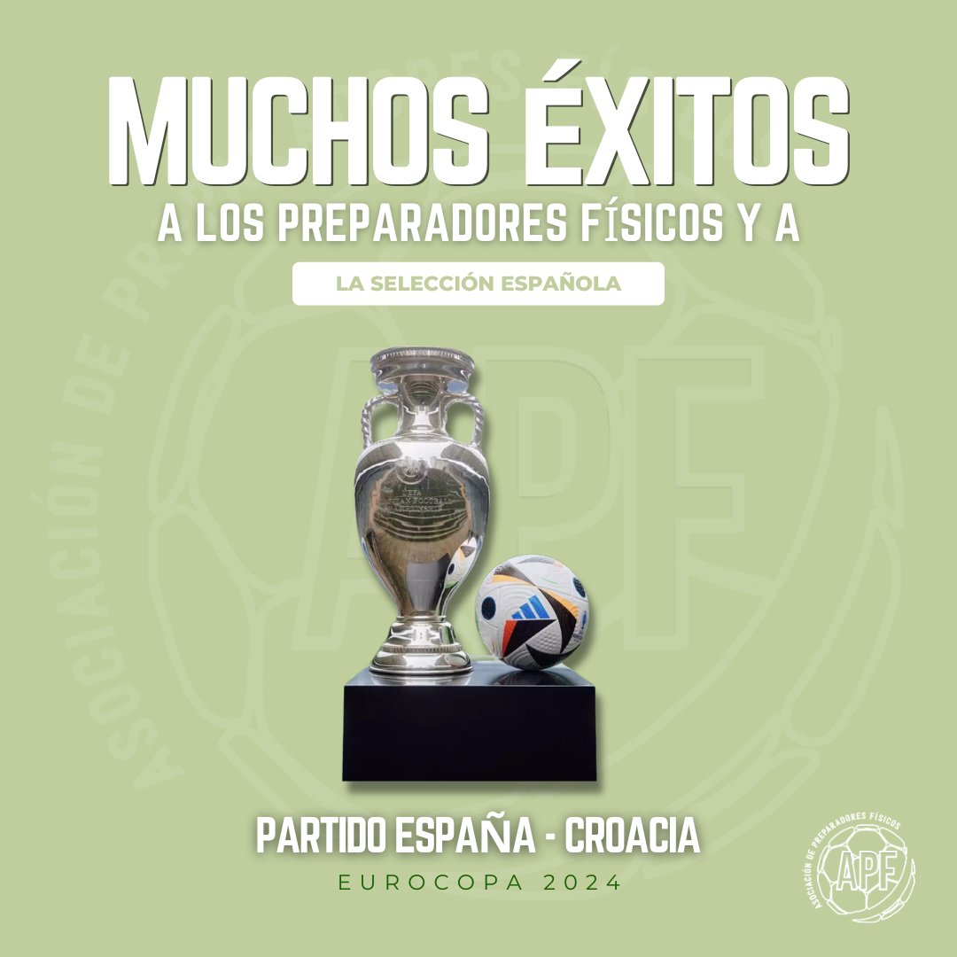 ¡Comienza la primera prueba ⚽ para España 🇪🇸!

La #APF os desea muchos éxitos en el partido de la #eurocopa contra Croacia.
