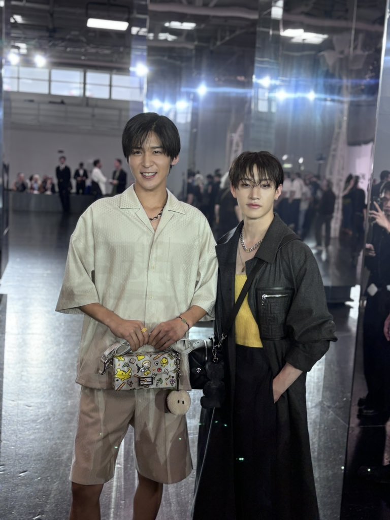 Yohei_Goto's tweet photo. 目黒さん、かっこかわいいです。バンチャンさんとの2ショットも。写真沢山撮らせていただきました（後日詳細を…以下略）。
#FENDI https://t.co/FEnnnQKlfG