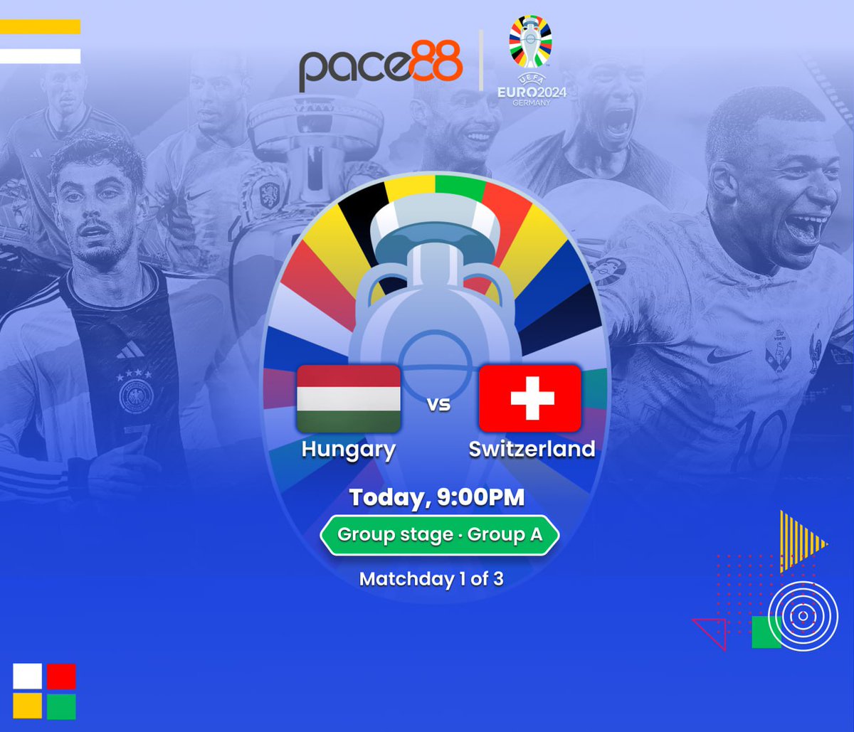 Pace88Official1's tweet photo. MATCHDAY⚽️
🇪🇺2024 UEFA EURO (IN GERMANY)
🏆Hungary 🆚 Switzerland - ⏱9:00pm
🏆Spain 🆚 Croatia - ⏱12:00am
🏆Italy 🆚 Albania - ⏱3:00am

Come to life, Come to Pace88!
The most safest online platform in Asia!

亚洲最顶尖最豪华的娱乐平台
今天就加入PACE88 https://t.co/uR71oHQxNA