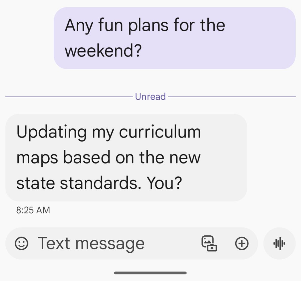 How many PAID hours should a teacher be given when new state standards are dropped? 

Here is how my friend is spending her summer (unpaid) vacation. (As many of us are! )
