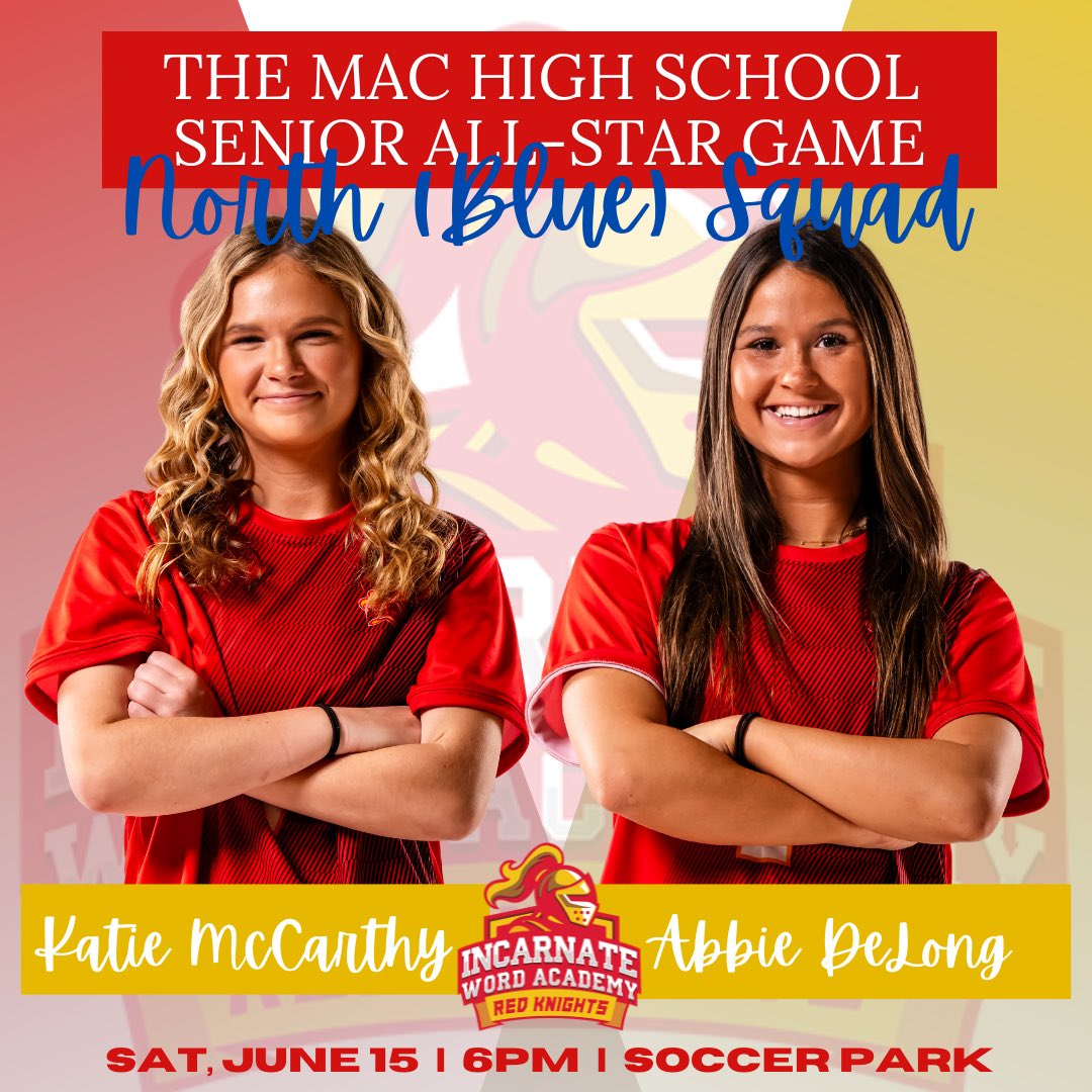 IWA Soccer (@incarnatesoccer) on Twitter photo Come cheer on IWA’s very own <a href="/KatieMcCarthy_7/">Katie McCarthy</a> & <a href="/DelongAbbie/">Abbie Delong</a> tonight at The MAC High School Senior All-Star Game!!
❤️💛 Come cheer on IWA’s very own <a href="/KatieMcCarthy_7/">Katie McCarthy</a> & <a href="/DelongAbbie/">Abbie Delong</a> tonight at The MAC High School Senior All-Star Game!!
❤️💛