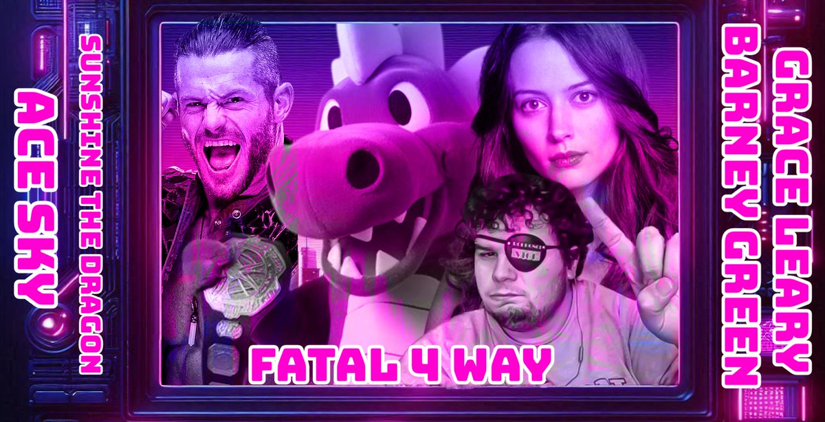 CultWrestle's tweet image. In the main event we will see the new New World Champion @SunDragonFun will fight former champion @daughterjmisty @AceSky05051045 and @BarneyGreen84 in a fatal four way.