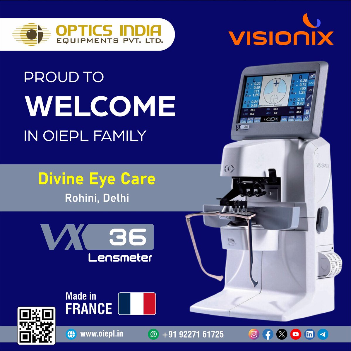 OpticsIndia_DEL's tweet image. #Visionix #wavefront  #autolensmeter #VX36 #UVlighttransmission #Bluelighttransmission #Greenlighttransmission #Lensdiameasutement #PDmeasurement #PHmeasurement #madeinfrance
