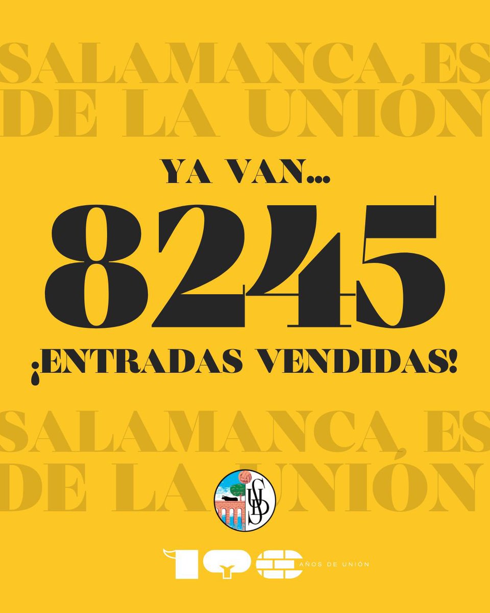 🚨📢🎟️ Ya van… 8️⃣2️⃣4️⃣5️⃣ entradas vendidas para la ll Gran Final!

🙌🏼 ¡¡¡En tan sólo 2 días…!!! Me quedo sin palabras, afición…😱

Sigamos sumando corazones blanquinegros hasta LLENAR EL HELMÁNTICO 🤍🖤🤍🖤

🙏🏼🙏🏼🙏🏼 GRACIAS 🙏🏼🙏🏼🙏🏼 
#SalamancaEsDeLaUnion
