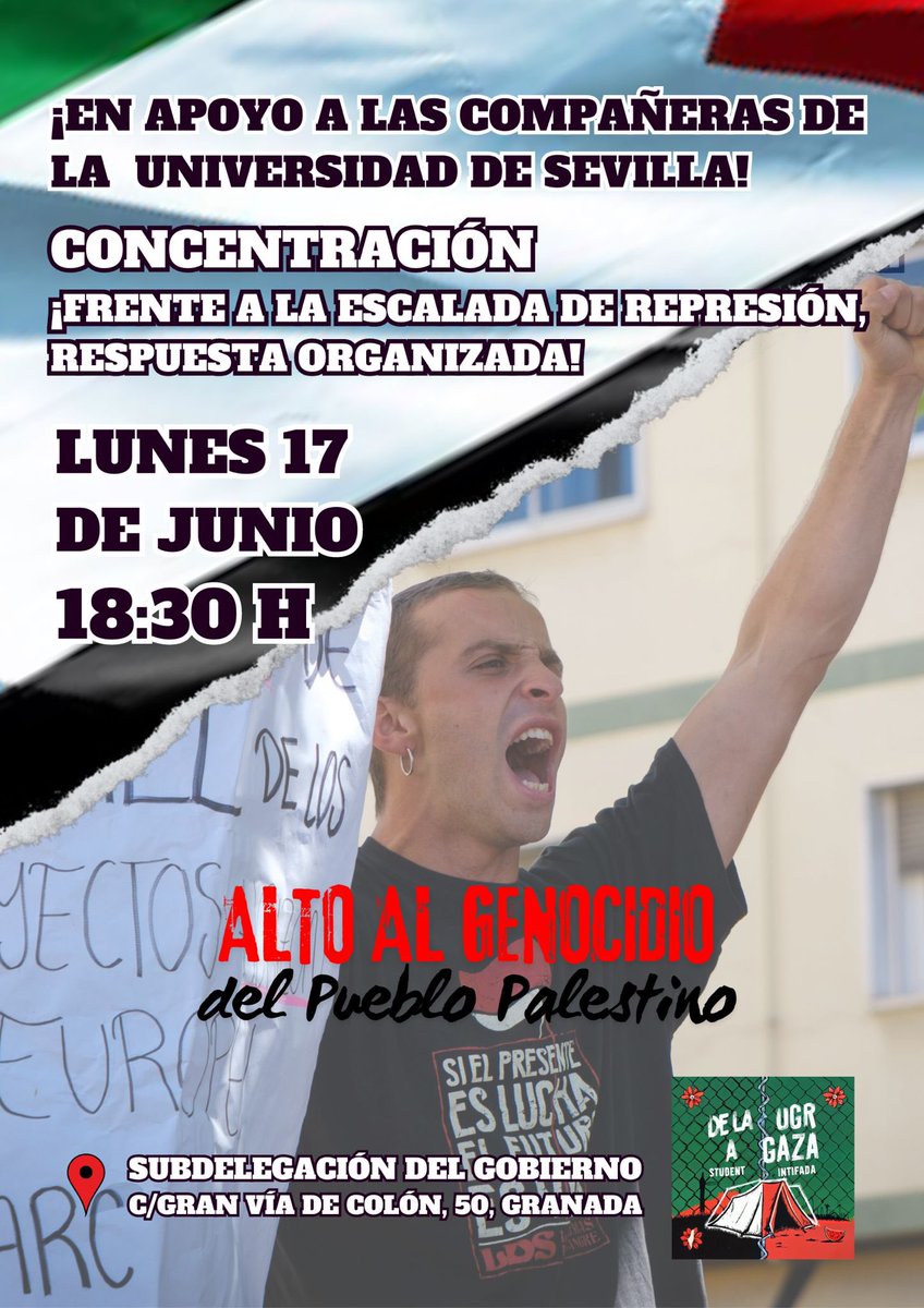 📣 Este lunes nos solidarizamos con las compañeras de la acampada de la US que, con el permiso del rector, sufrieron la violencia de la policía del Gobierno más progresista de la historia.

🚩🇵🇸 ¡Frente a la escalada de represión, respuesta organizada!