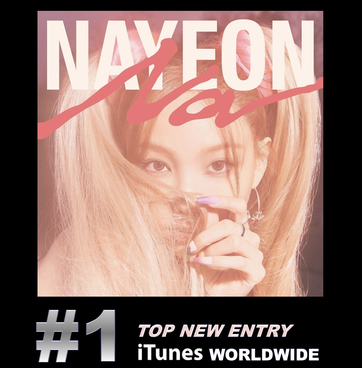 WORLDMUSICAWARD's tweet photo. TWICE's beautiful #NAYEON is BACK with a HUGE BANG, exploding at #1 on the Worldwide iTunes Album chart with her 2nd MINI ALBUM "NA" and scoring the Biggest 1st day sales for a female Soloist on Hanteo in 2024 and the 5th Highest 1st day sales by a female Soloist in Hanteo history! The Album debuts at #6 on the European & US iTunes Album chart & scores the 2nd Highest New Entry on the Worldwide Apple Music Album chart at #10! 💪💣1⃣🌎🎵💿📈➕1⃣👩‍🎤💿💰💥🇰🇷2⃣0⃣2⃣4⃣➕💥6⃣🇪🇺&🇺🇸🎵 ➕🔟🍎🎼👑❤️‍🔥

Her hawt title track "ABCD" lands at #5 on the Worldwide iTunes song chart and is trending at #1 on YouTube WORLDWIDE, the Most Watched MV in the last 24 hours with over 16 MILLION views and almost a Million likes! 👏💥5⃣🌎🎵➕📽️💥1⃣🌎🔥
“ABCD” hit 10 million views on YouTube in just 13 hours and 25 minutes becoming her fastest music video to reach this milestone! 

NAYEON sold scores the biggest first day sales for a female Soloist on Hanteo in 2024 with 286,290 units sold and the 5th Highest 1st day sales by a female Soloist in Hanteo history! It's her personal Best first day sales ever! 
#1. “NA” — 286,290 🆕 
#2. “IM NAYEON” — 123,835 
Not only did Nayeon break her own record in first-day sales, but she also set a new personal best in first-week sales. Her debut album, 'IM NAYEON,' accumulated 250,000 units sold in its first week! 

"ABCD” has reached #1 on the AWA Real-Time Chart. It's her 2nd song to top the chart! 

MelOn Real-Time Search: 
#1. NAYEON #2. POP 
#3. ABCD 

STREAM: https://t.co/ioTBnbtmBt 

WATCH: https://t.co/s1WeixfWCH……… 

'NA' is currently #1 on iTunes in 15 countries: 
#1 Brazil 
#1 Chile 
#1 Hong Kong 
#1 India 
#1 Indonesia 
#1 Japan 
#1 Mexico 
#1 New Zealand 
#1 Philippines 
#1 Russia 
#1 Singapore 
#1 Spain 
#1 Taiwan 
#1 Thailand 
#1 Vietnam 

'NA' is currently #1 on Apple Music in 5 countries: 

#1 Hong Kong 
#1 Japan 
#1 South Korea 
#1 Taiwan 
#1 Thailand 

#트와이스 #나연 #NA #ABCD #TWICE @JYPETWICE