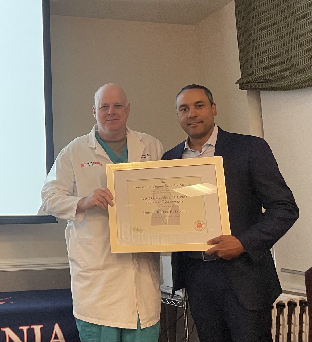 UVA Neurosurgery (@uvaneurosurg) on Twitter photo Inspiring presentation for our #neurosurgery #graduation by our Kitchin Lecturer, Dr. David Okonkwo! And even better to welcome #home a proud #alum of our residency program and a true clinician-scientist! <a href="/PittNeurosurg/">Pitt Neurosurgery</a> <a href="/uvahealthnews/">UVA Health</a> Inspiring presentation for our #neurosurgery #graduation by our Kitchin Lecturer, Dr. David Okonkwo! And even better to welcome #home a proud #alum of our residency program and a true clinician-scientist! <a href="/PittNeurosurg/">Pitt Neurosurgery</a> <a href="/uvahealthnews/">UVA Health</a>