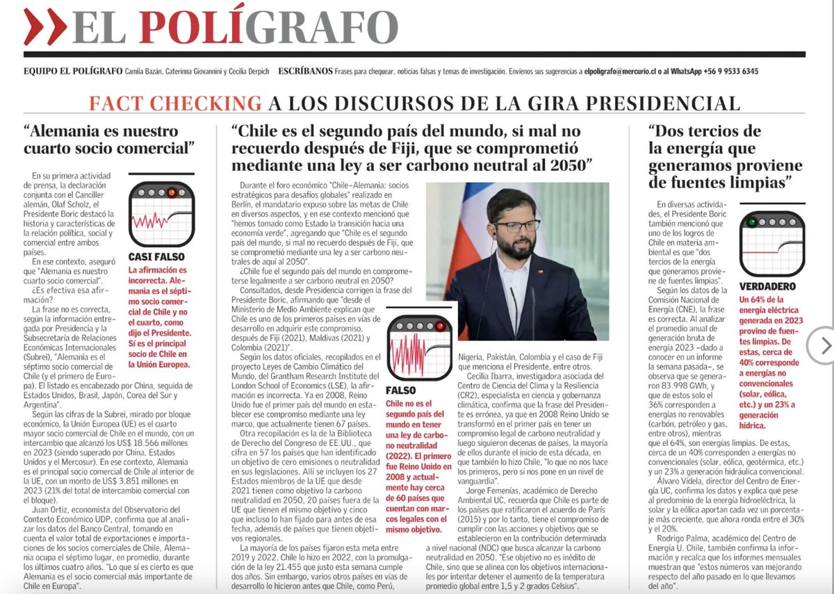 En nuestra edición de hoy, fact checking a los discursos de la gira presidencial en Europa.
Revisa la edición en: digital.elmercurio.com/2024/06/15/C/F…