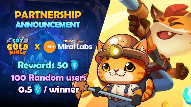 🎉CATGM TON AIRDROP SEASON 4 - 🌐CAT GOLD MINER collab MIRAI Labs 🌐

🎁The Prize
Random 100 participants with the correct guess will receive 50TON 📱

🗓DURATION: 14:00 (UTC) June 15th - 24:00 (UTC) June 21st🎉

🎮 JOIN EVENT NOW! t.me/catgoldminerwe…

Please complete the
