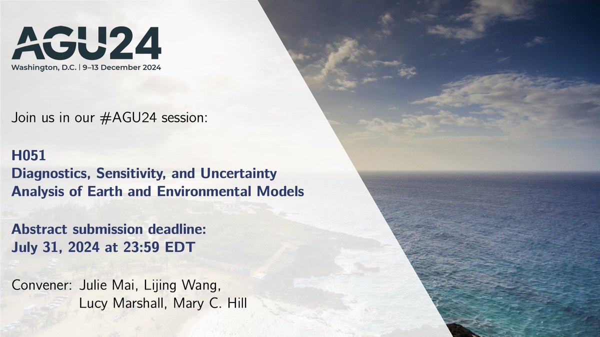 Dr. Julie Mai (@julieeemai.bsky.social) (@julieeemai) on Twitter photo I'm super excited to convening our session again at #AGU24 together with the amazing <a href="/LijingWang8/">Lijing Wang</a>, <a href="/hydro_lucy/">Lucy Marshall</a>, and Mary Hill. We are looking forward to having you there and hear about all your latest research. I'm super excited to convening our session again at #AGU24 together with the amazing <a href="/LijingWang8/">Lijing Wang</a>, <a href="/hydro_lucy/">Lucy Marshall</a>, and Mary Hill. We are looking forward to having you there and hear about all your latest research.
