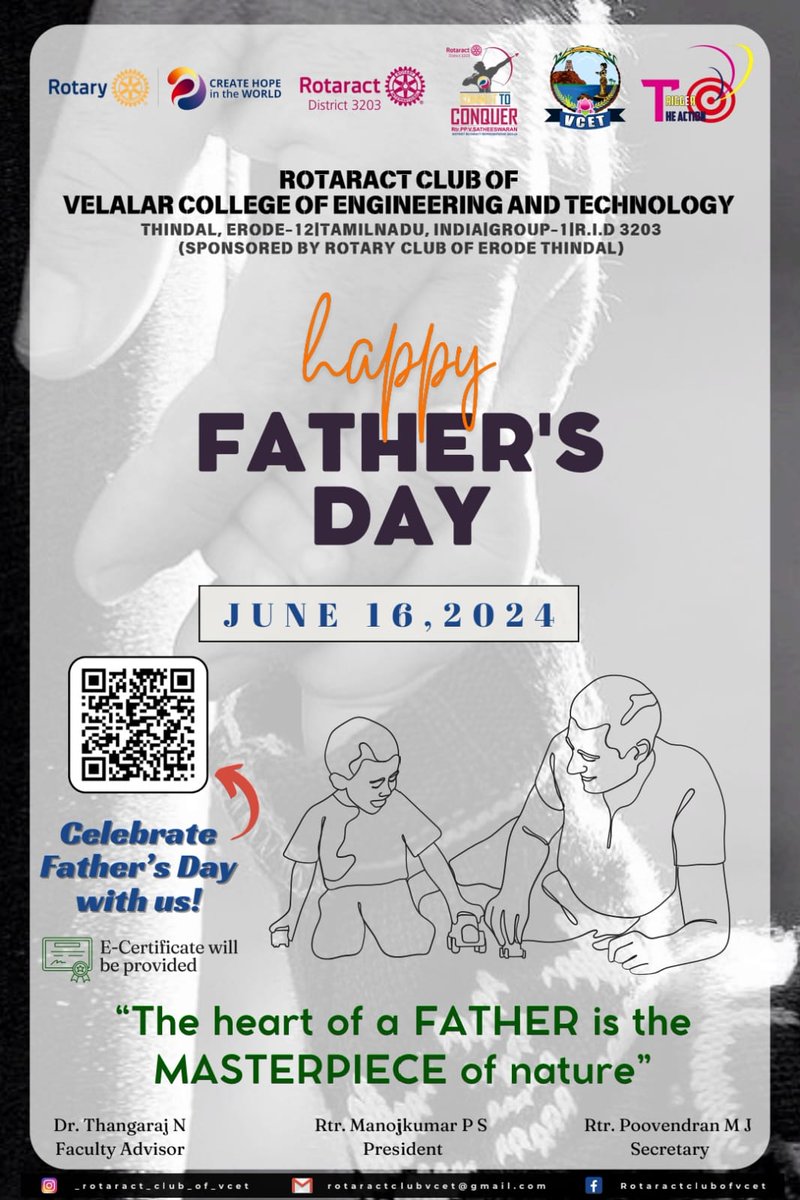 RCVCET_3203's tweet image. Google Form exists until⌛ :  17.06.2024- 11.59 pm📌Take a selfie with your father and upload it in google form📌 Write 10 lines about *"My Dad My Life"* and take a picture and upload it in google form📌E - certificates will be provided✨Google form link: forms.gle/kFthGyuiX7gXC4…