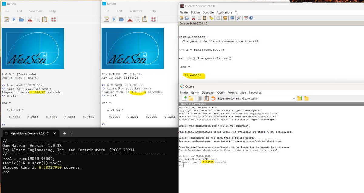 Nelson_software's tweet photo. 🛠️ Fastest 'sort' function in next #Nelson
#stem #OpenSource #Software #Engineering #HPC #DataScience #DataAnalysis #SystemSimulation #SystemModeling #programming #scientific #coding #OSS #Numerical #Computation #Simulation #AltairEDU #GNUoctave #scilab #Matlab https://t.co/jJgRWkhc7W