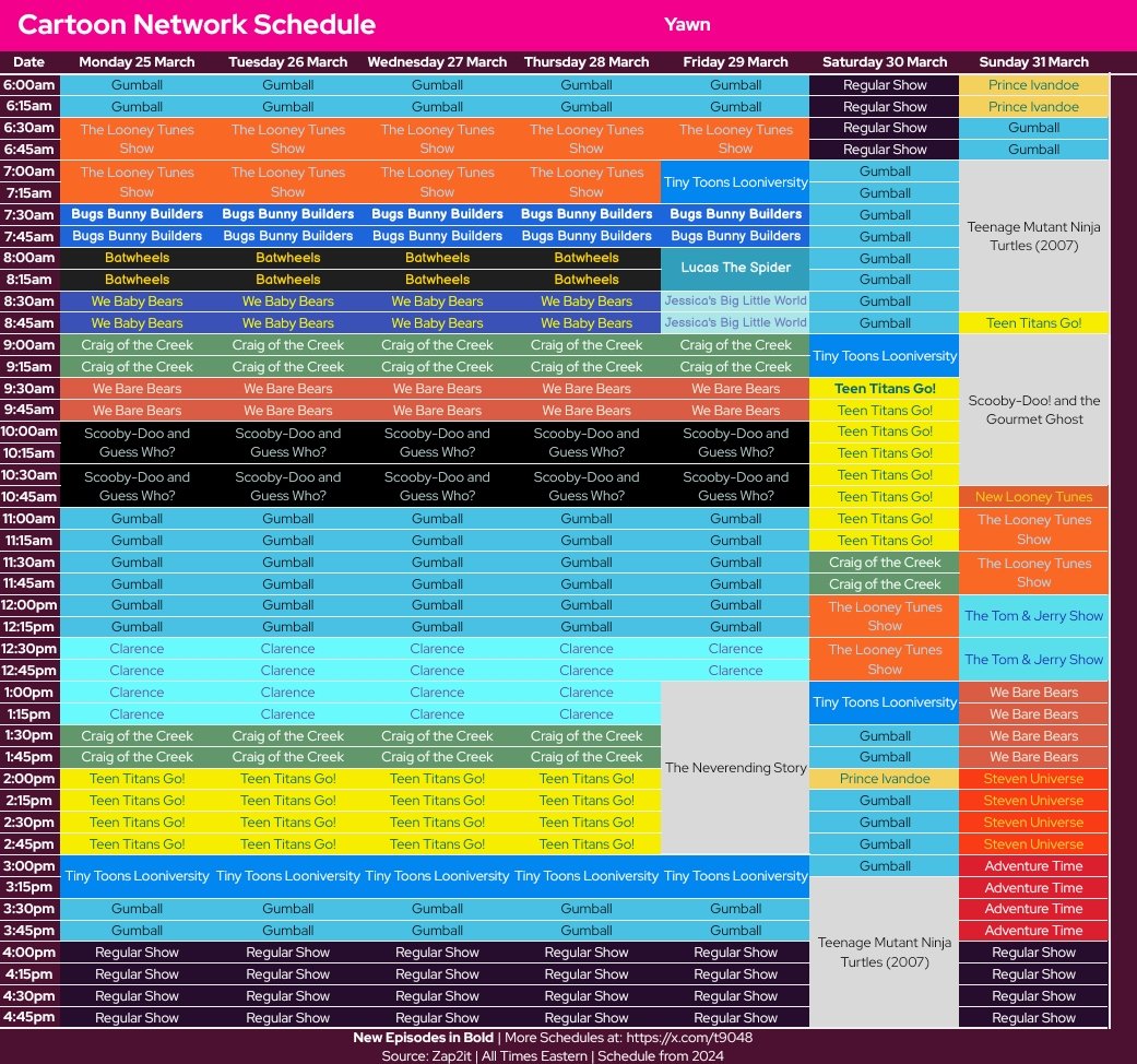 t9048's tweet photo. Cartoon Network 3/25 to 4/21: TTL is Back Starting with Spring Break Special, Ivandoe Returns &amp; New TTG!

Off-the-clock Started on 4/15 from 6am to 10am Mon to Fri https://t.co/Ih1SCeNcXU