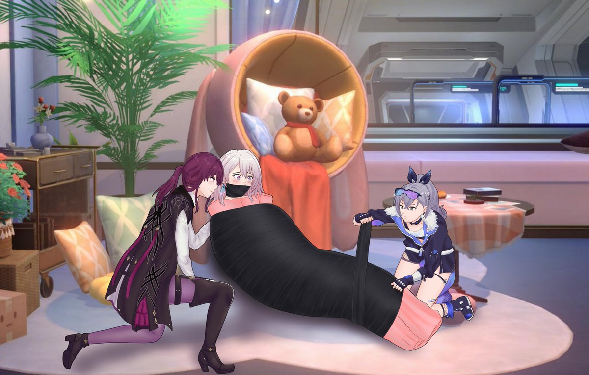 Commission I got by Ktou on deviantart: deviantart.com/ktou

March 7th is experiencing an interesting day, being kidnapped by Stellaron Hunters using her own duvet against her. I'm sure they don't mean her any harm. Otherwise, why bother making her nice and comfy?