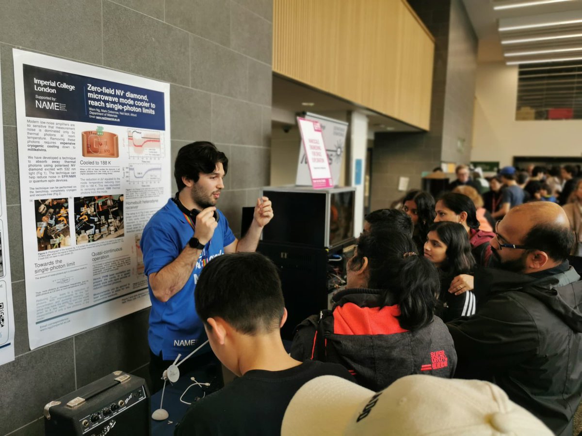 ImpMaser's tweet photo. We had a great time talking about how atomic-scale control over materials can be used to create new technologies including room-temperature masers and antimicrobial surfaces at #ExRdFest. Looking forward to more conversations tomorrow! @NameProgramme @ImpMaterials https://t.co/4DCZ4slMnr