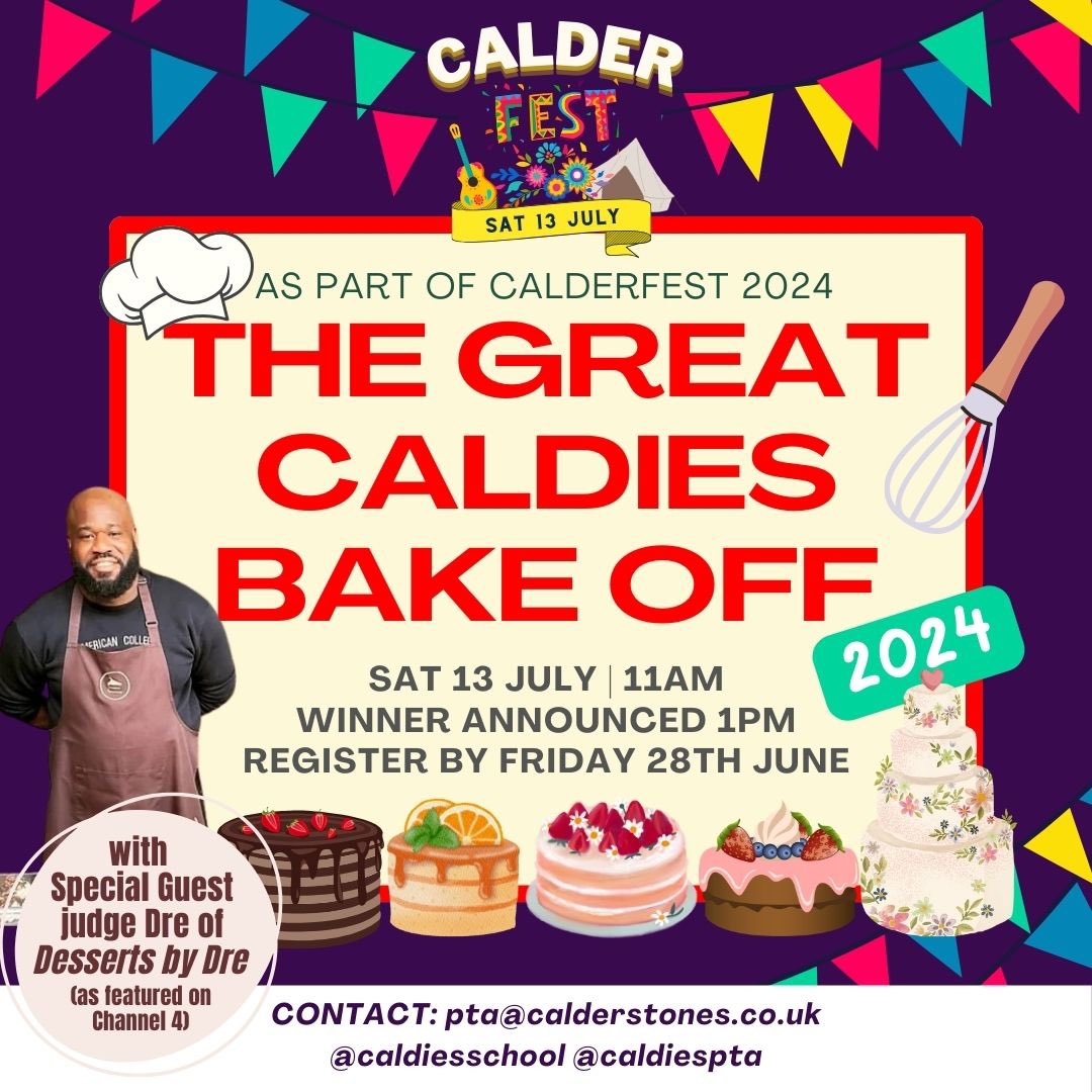 CaldiesSchool's tweet photo. 🧁GREAT CALDIES BAKE OFF 🧁
#bakeoff #competition 
🥣 
Grab your bowls and warm your ovens!! It’s time for our first annual whole-school #baking competition! With guest judge Dre from @dessertsbydre - as featured on @Channel4 

🧁 Enter &amp; more info: https://t.co/zdlb2RfaVh https://t.co/I7sx4MJVyv