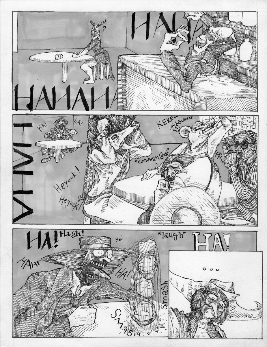 elwar_arts's tweet image. Blaque &amp;amp; Weit (pages 8/111)

After a year and a half of work, Blaque &amp;amp; Weit (black &amp;amp; white) is finally ready to be shared!

A silly story placed in the fantastical land of Arizona, drawing inspiration from smiling friends, rdr &amp;amp; blood meridian. 🤠
#webcomic #blaqueandweit #art