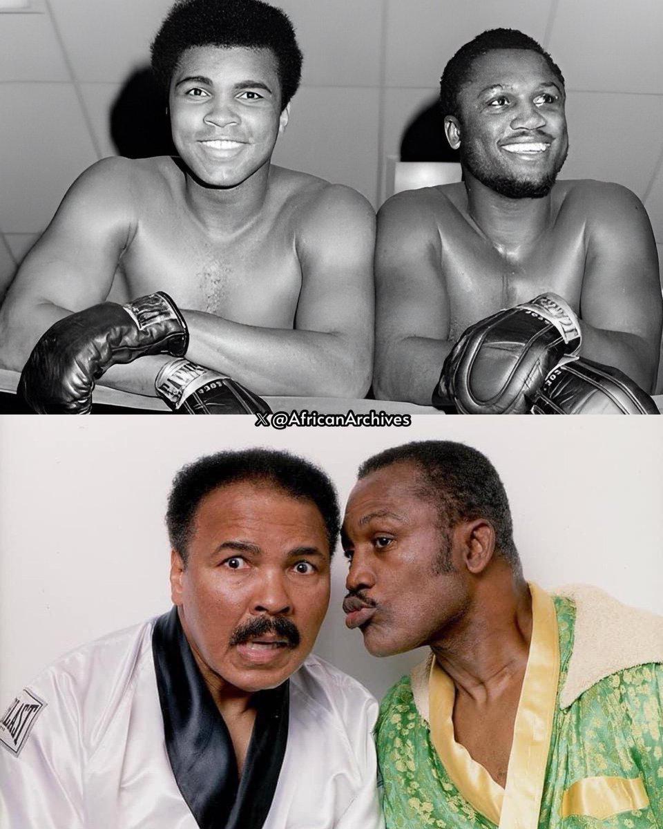 AfricanArchives's tweet photo. 2 legends, Muhammad Ali and joe Frazier. 

“We are stone enemies in the ring and best friends outside the ring.” —Joe Frazier https://t.co/TvhDnXyXbs