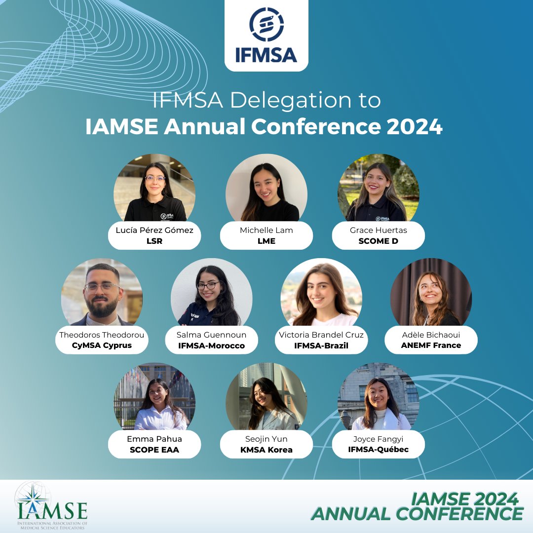 We are thrilled to announce our IFMSA delegation to the 28th Annual IAMSE Conference, themed "Innovations in Health Sciences Education: Bridging the Gap Between Knowledge and Application." 

Stay tuned and join us in this amazing journey! 
#IAMSE24