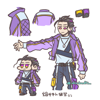 「練習…いよいよ登場ムラサキのお兄さん。画像を参考にめもめも…( ˇωˇ ) 」|いちじかん(人類)のイラスト