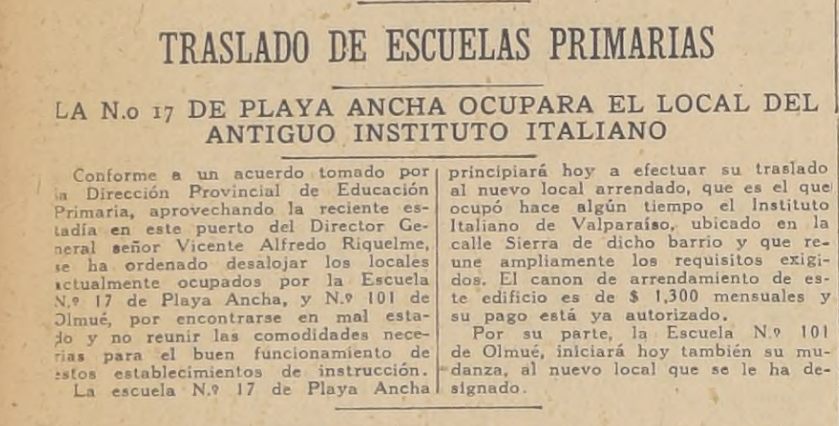El "Instituto Italiano de Valparaíso", estaba ubicado en la calle Sierra de Playa Ancha.
Año 1924. 
En 1933 el alumnado fue trasladado a una nueva propiedad en el centro de Valparaíso.

<a href="/ValeriaBiagiott/">Valeria Biagiotti</a>