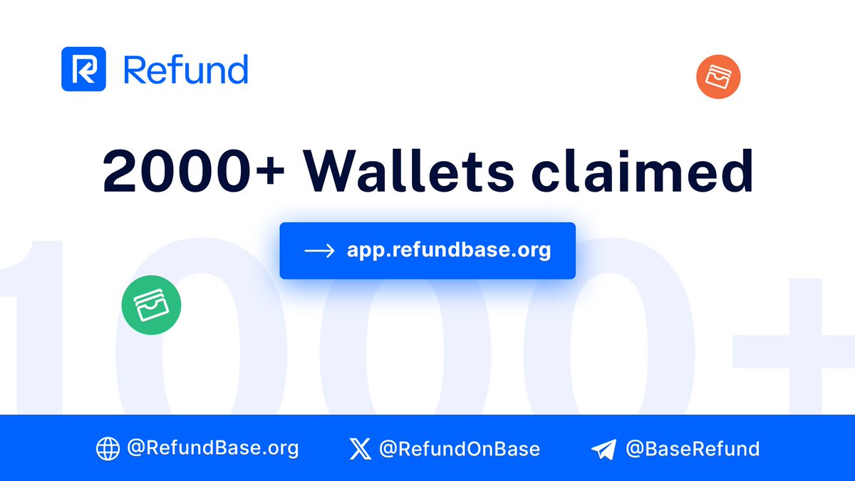 Refund on Base (@refundonbase) on Twitter photo Over 2000 wallets have registered for the next airdrop of $RFND
Remember. If you connect to our dashboard and don’t follow us on X, you will not be eligible.
Don’t miss out a limited opportunity to claim $RFND based on gas spent on <a href="/ethereum/">Ethereum.org</a> Over 2000 wallets have registered for the next airdrop of $RFND
Remember. If you connect to our dashboard and don’t follow us on X, you will not be eligible.
Don’t miss out a limited opportunity to claim $RFND based on gas spent on <a href="/ethereum/">Ethereum.org</a>