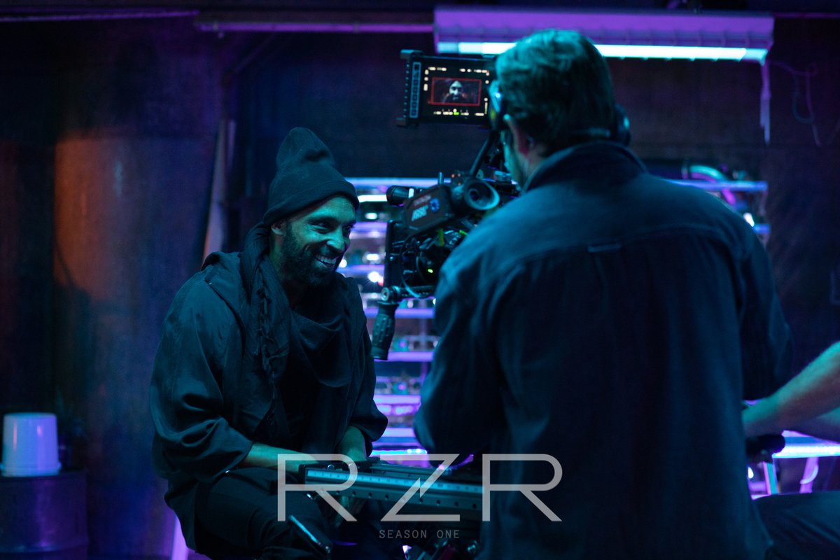 Behind the Scenes with #RZRSeries lead character Grimm, played by Creator/Producer/Actor David Bianchi, a man of many hats 🔥

📸: Darrin van Gorder

#TVSeries #SciFi #Cyberpunk #BTS #DavidBianchi