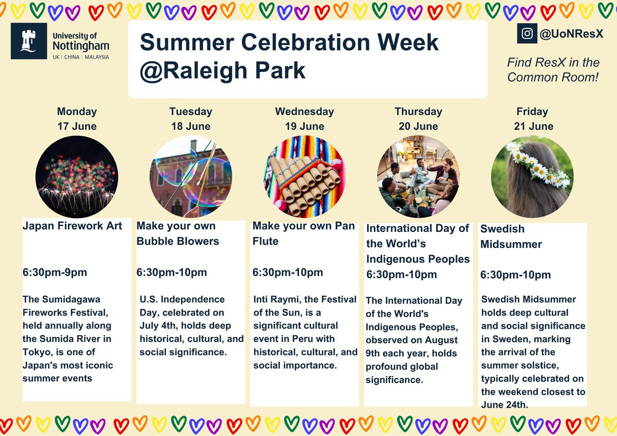 It's summer celebration week with ResX next week. 

With Japanese Firework Art, Swedish Midsummer and much more there's lots going on.