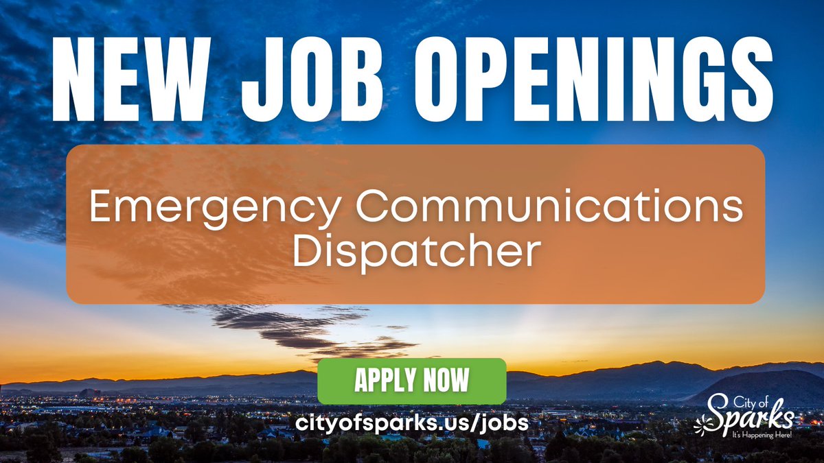 cityofsparks's tweet image. We are looking for a dedicated individual to join our City of Sparks team as an Emergency Communications Dispatcher. It’s more than a job, it’s an opportunity to help people and serve your community! Apply today at loom.ly/izstPo0