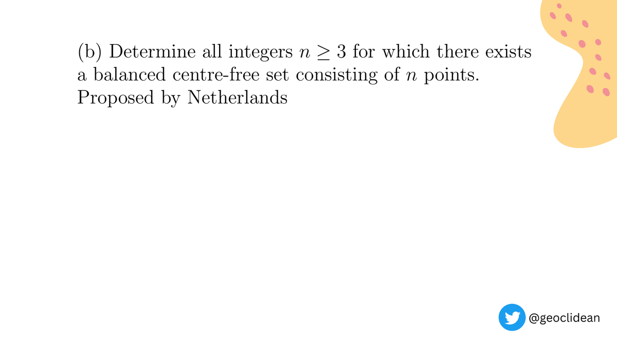 geoclidean's tweet photo. Problem 1
#IMO2015 #CombinatorialGeometry #Combinatorics #IMOShortlist #IMO https://t.co/s7pS66RpO5
