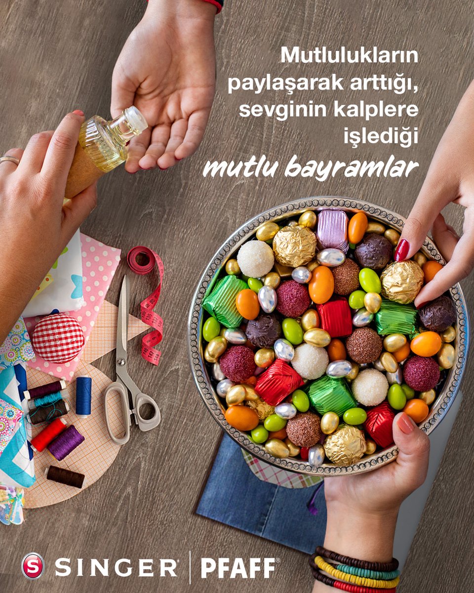 SingerTurkiye's tweet photo. Birlik ve beraberliğimiz artsın, sevgi, mutluluk ve huzur kalplere işlesin, Kurban Bayramımız kutlu olsun.🍬
#SingerTürkiye #PfaffTürkiye #bayram #kurbanbayram https://t.co/mVGenMbjun