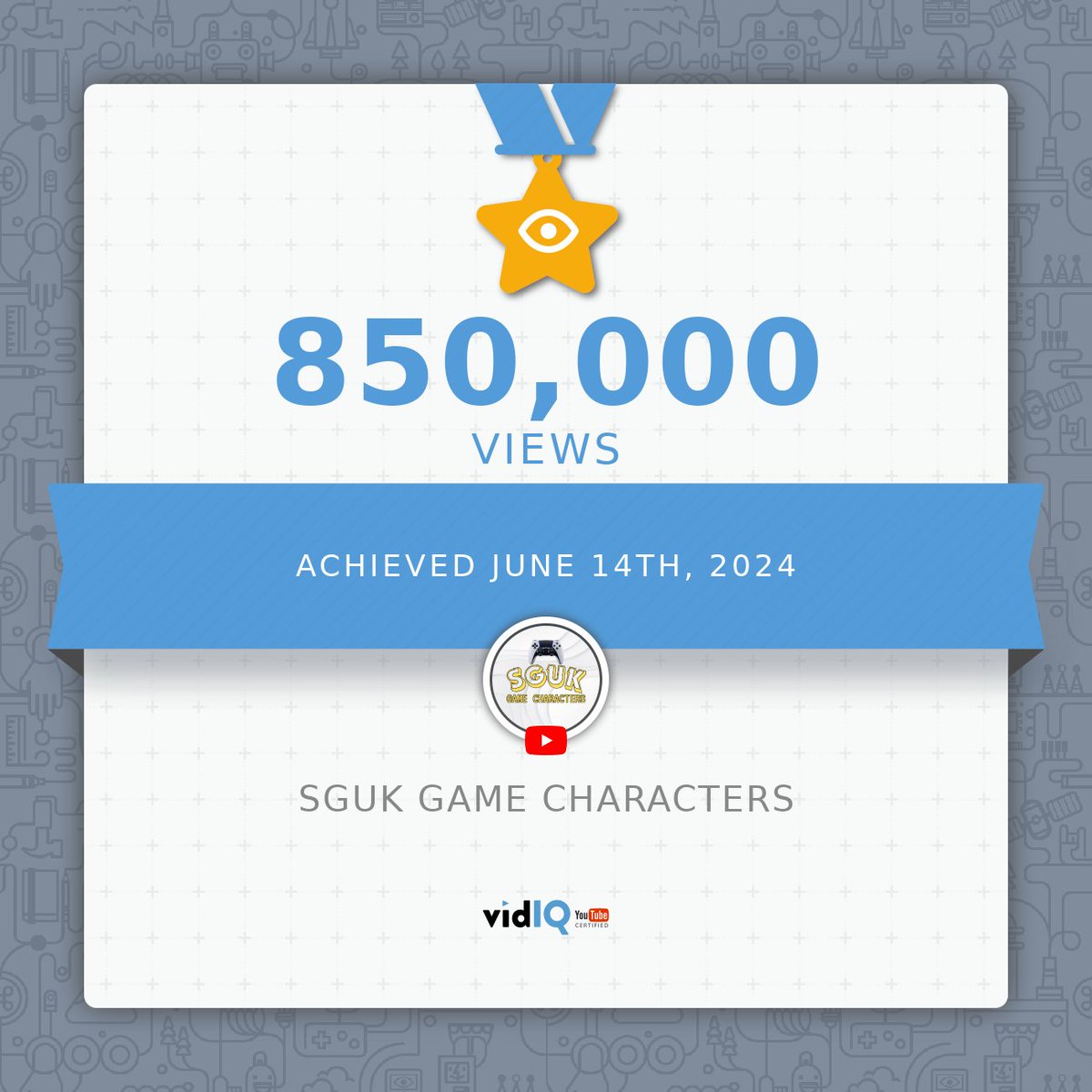 SavageGamerUK's tweet photo. My YouTube channel achieved 850,000 views on June 14, 2024! Track and celebrate your own success today for free with @vidIQ #vidiq https://t.co/p5DJU4KcDw