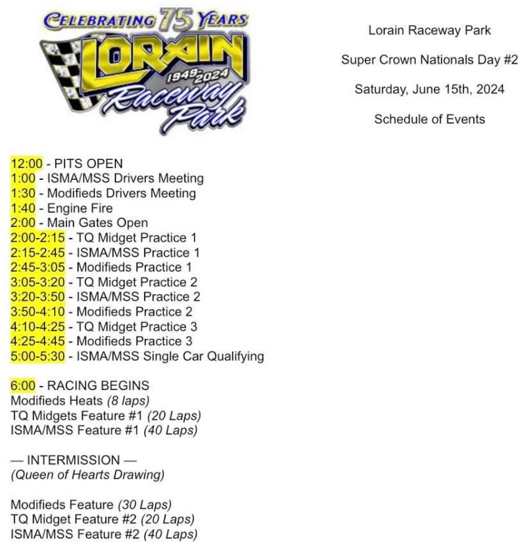 AllThingsSuperm's tweet image. Happy Fathers Day Weekend!

It’s #Supermodified RACEDAY in OHIO

Night 2️⃣ of the @ISMAsupers Super Crown Nationals @LorainRacewayPk Twin 40 Lap Features 🏁

RolloVision will once again have FREE live streaming coverage of both feature events. (👀 link to Facebook/Youtube in bio)