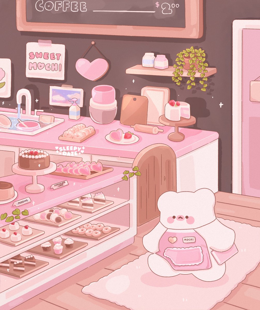 sleepydaze_'s tweet photo. Morning at the mochi bakery~ 🐻‍❄️🍓🍫💖 https://t.co/4pfHRVFfLA